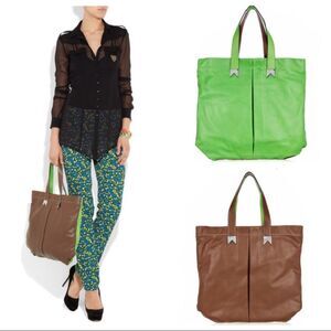 Meredith Wendell Mullet two tone leather tote bag